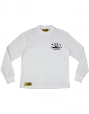 Dámské Košile Corteiz 4starz Alcatraz Waffle Long Sleeve Bílé CZ | U9C-5846