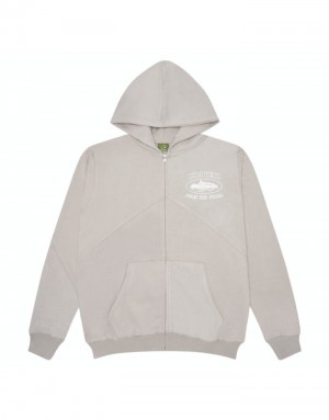 Dámské Mikina s Kapucí Corteiz Superior V2 Zip-up Bílé CZ | T3H-9297